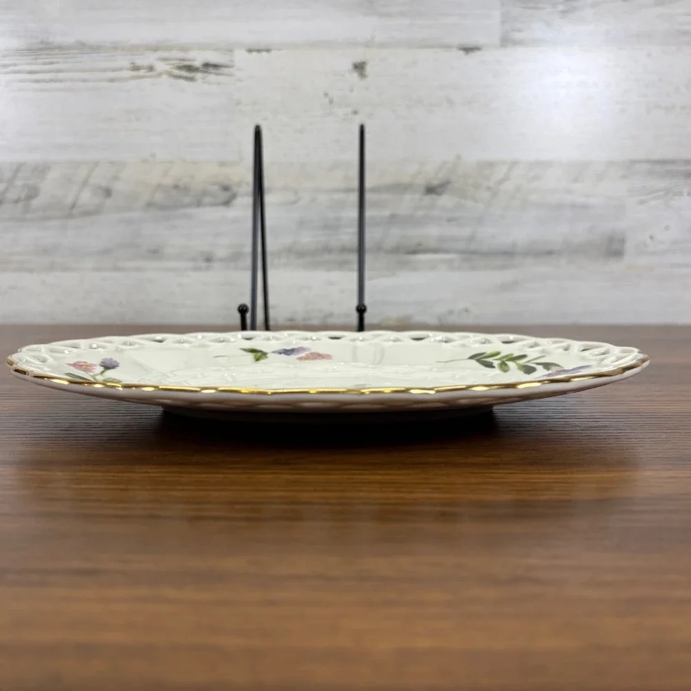 Lenox‎ Wildflower Basket Vanity Oval Tray Pate Ivory China Vintage 10